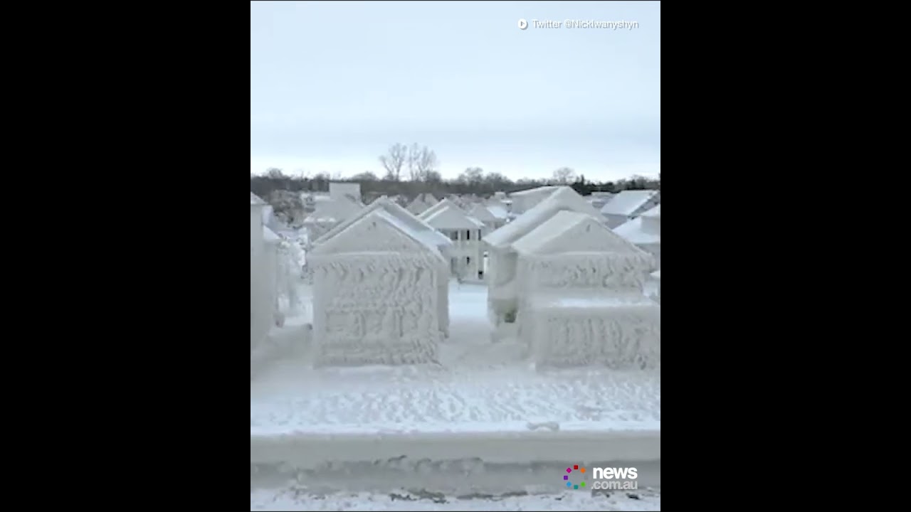 Houses Completely Frozen In Ice