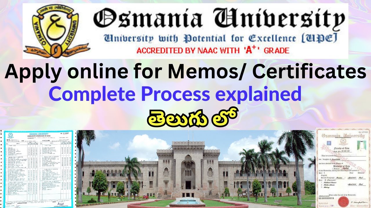 Apply online for Memos/Certificates in Osmania University | Complete process explained