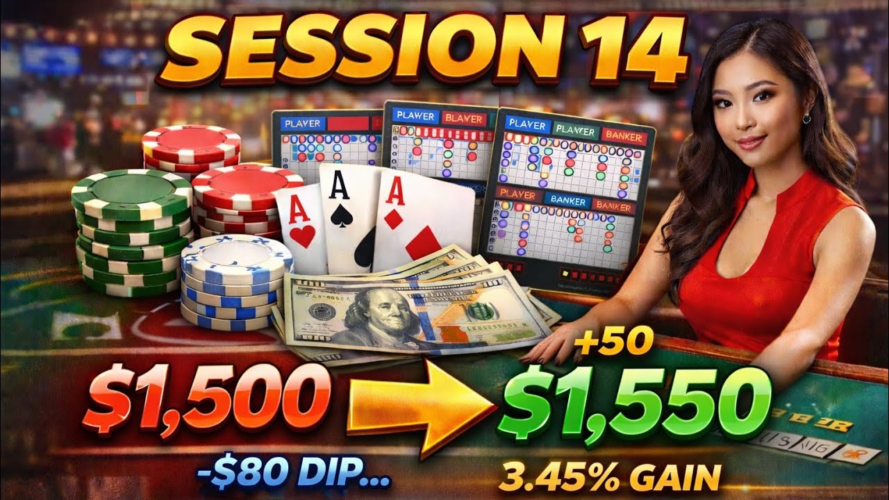 Session 14 Baccarat | $1,500 ➜ $1,550 | Discipline Wins After the Dip