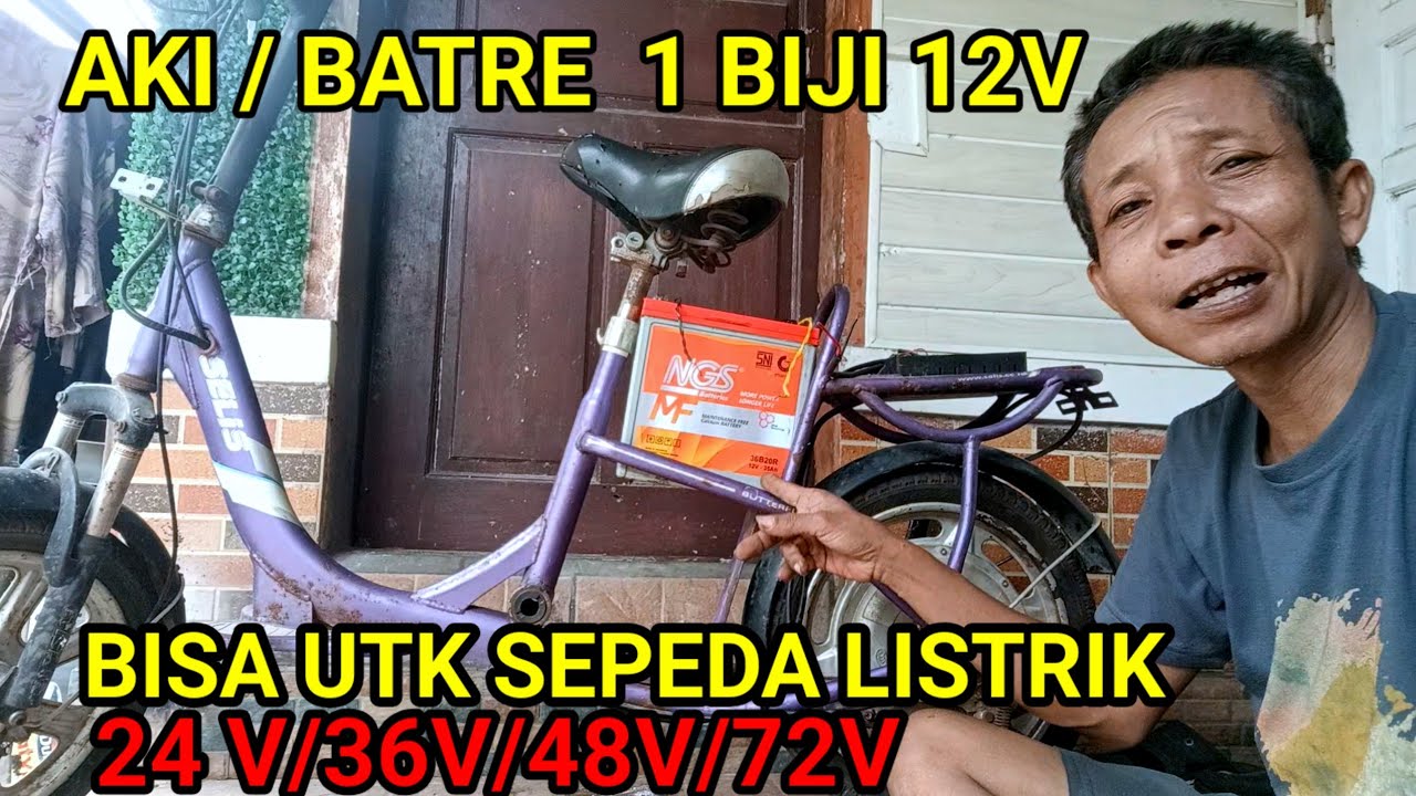 Cara cerdas ‼️ Cukup 1 Batre /Aki 12 v bisa untuk sepeda listrik 24 v~48 V