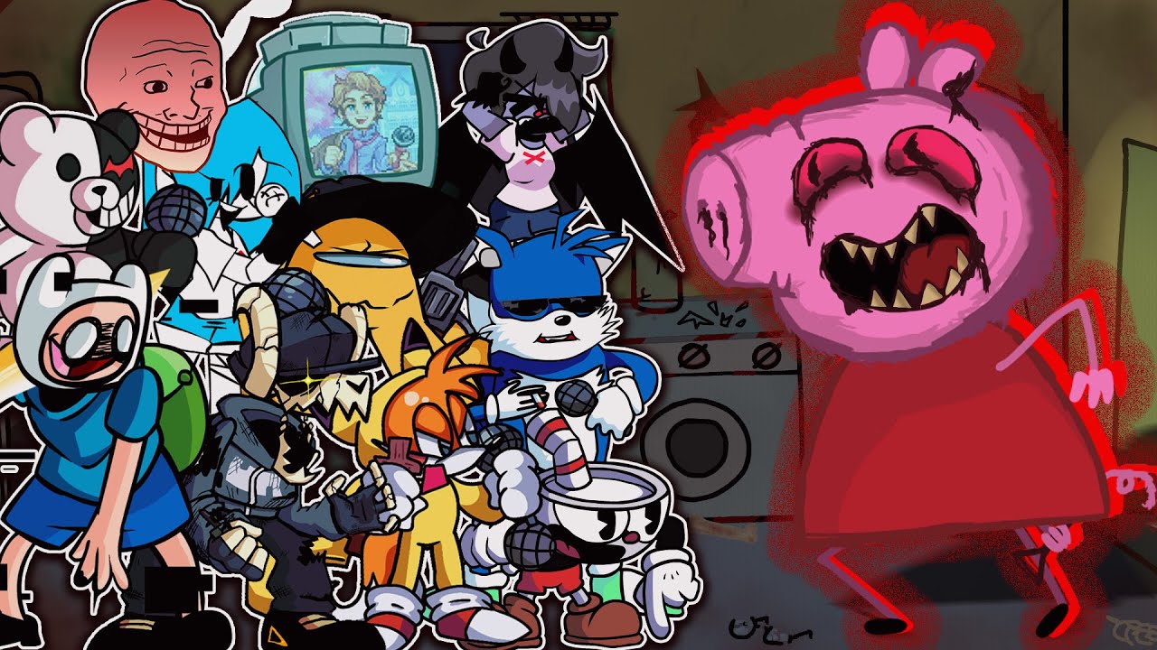 FNF VS Peppa Pig.exe FULL WEEK - Bacon Songs - But Different Characters Sing It 🎵 (Everyone Sings)