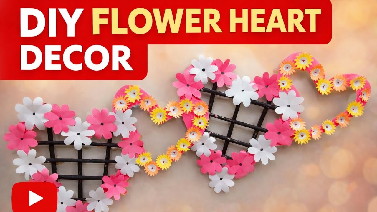 DIY Valentine Heart Wall Decoration | Paper Flower Craft Idea💕