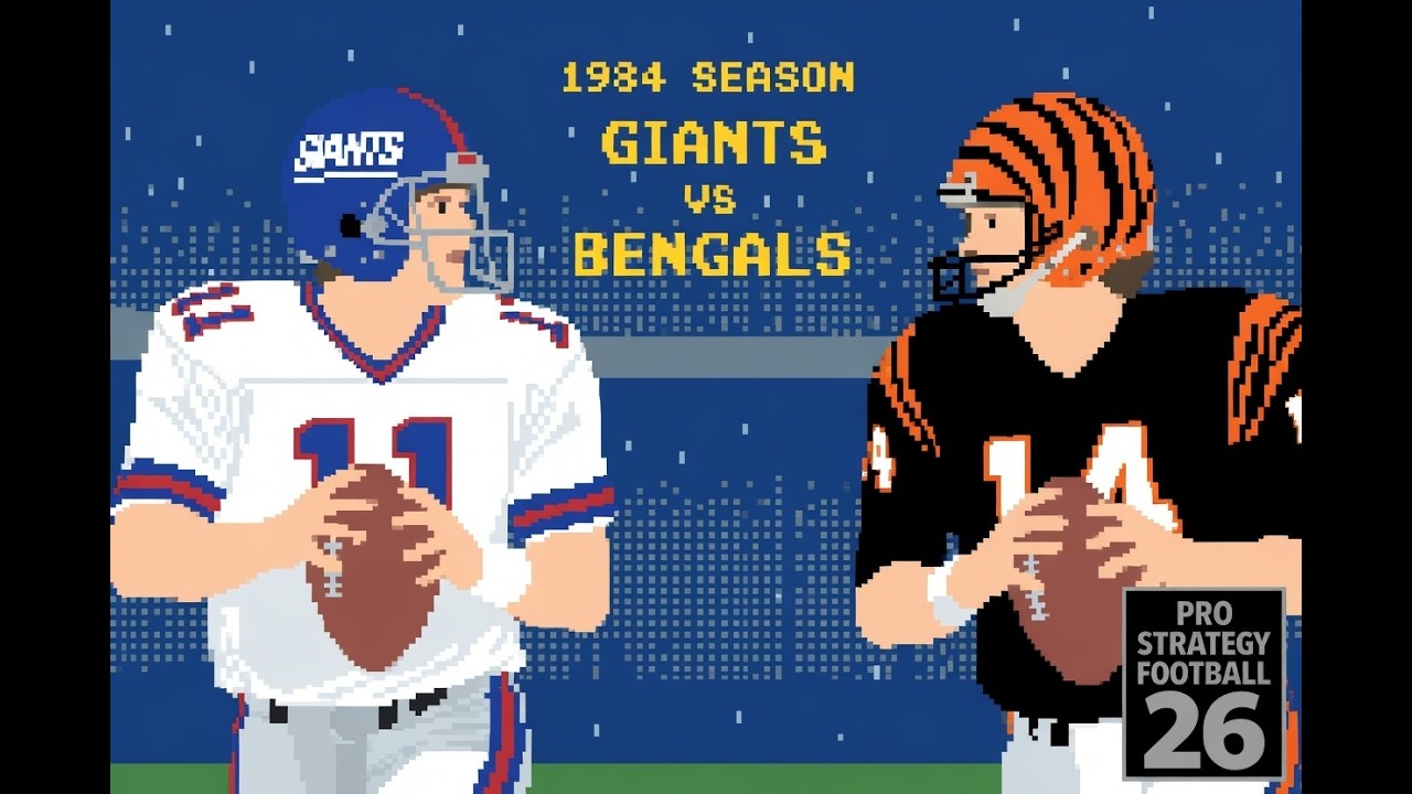 1984 Giants vs Bengals Sim (Full Game) Simms vs Anderson