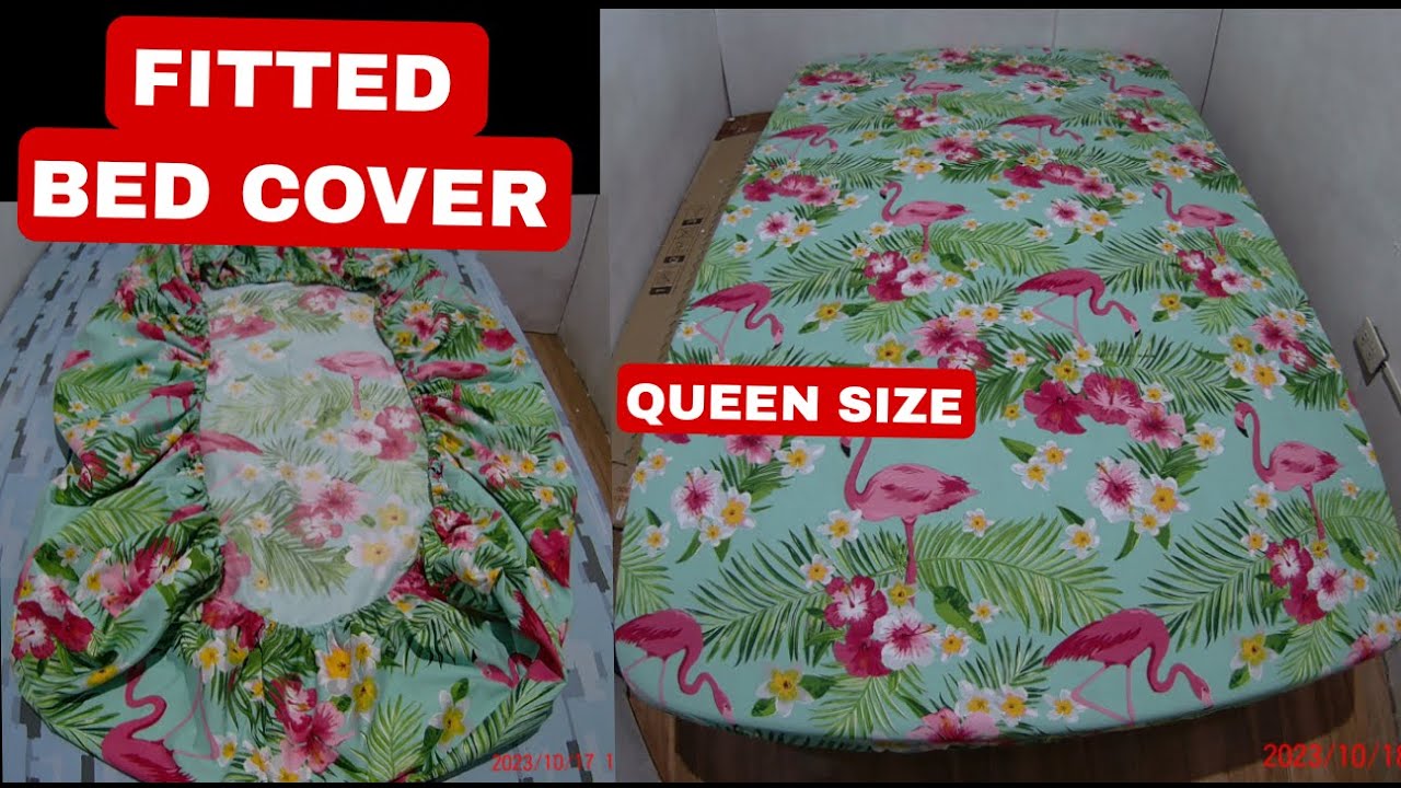 Fitted Elastic Bed Cover|Queen Size|Cutting and Stitching  Full Tutorial