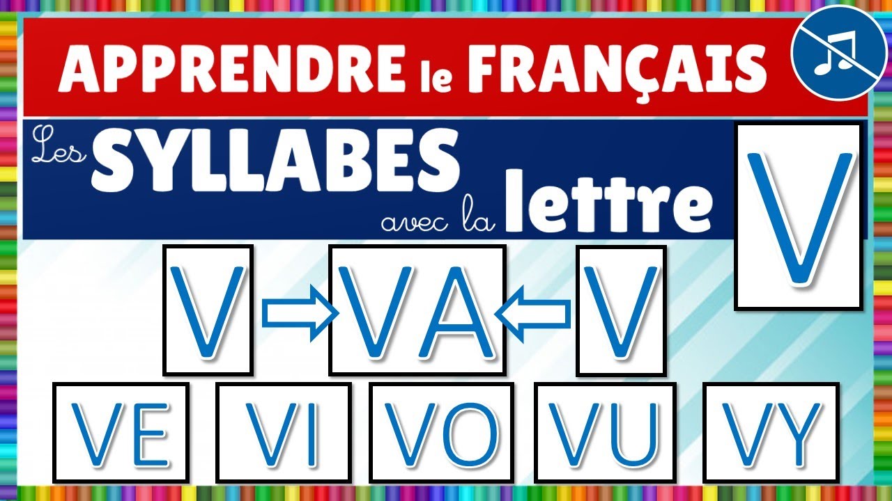 Syllabes avec la lettre V sans fond musical