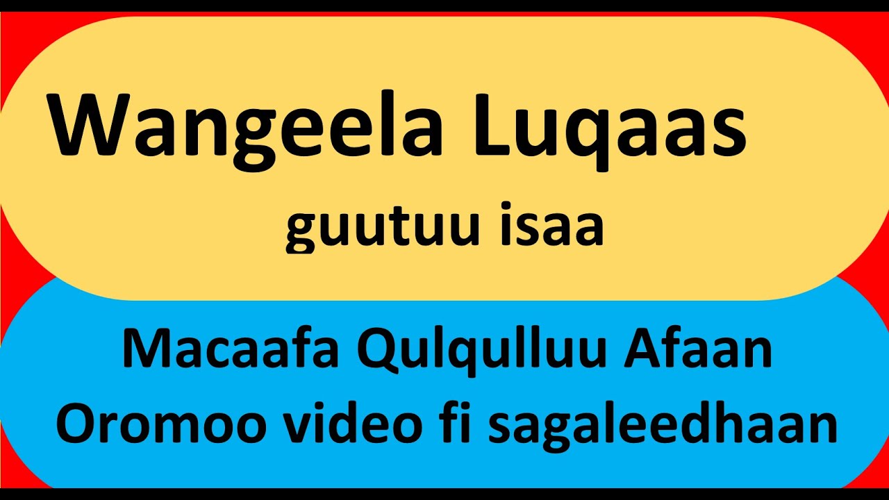 Wangeela Luqaas Sagaleedhaan (Afaan Oromoo ) - Macaafa Qulqulluu - Kakuu H. 3