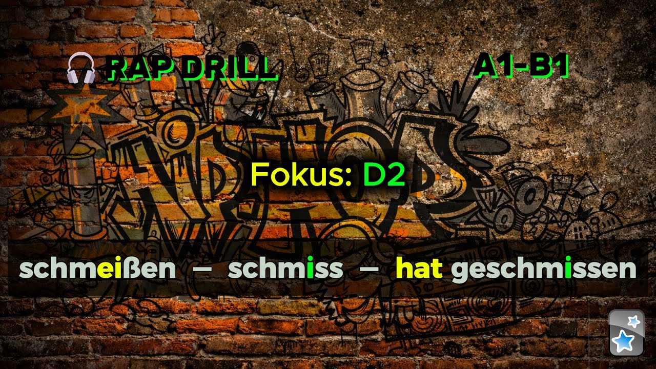 German Rap Drill: Осваиваем сильные глаголы (D2 ei→i→i) | schmeißen – schmiss – hat geschmissen