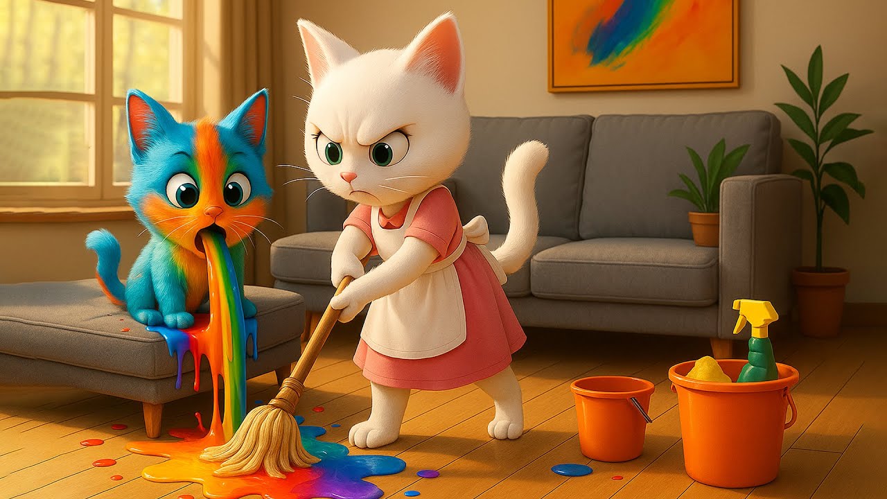 😹🎭 Mayhem Unleashed: Rainbow Cat Turns the House Upside Down with Silly Tricks! 🌈🐾