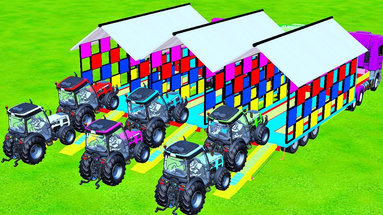 Mini To Mini TRACTOR  And Truck TRANSPORTING VS PARKOUR Hard?? LAVA?? | Farming Simulator 22 #13