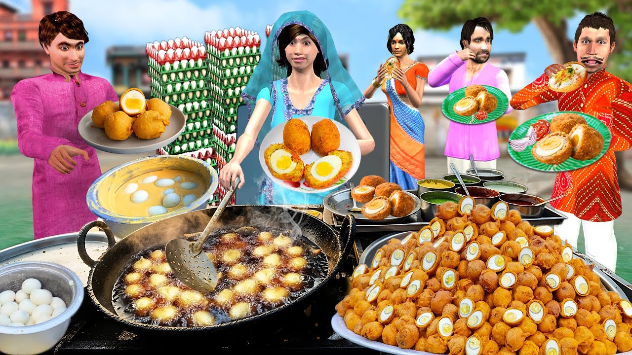 Crispy Egg Bajji Famous Indian Street Food Yummy Anda Bajji Comedy Hindi Kahaniya Moral Stories