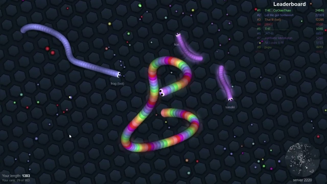 Reaching 2000 length for the first time ever and gets busted (unedited slither.io gameplay PART 3)