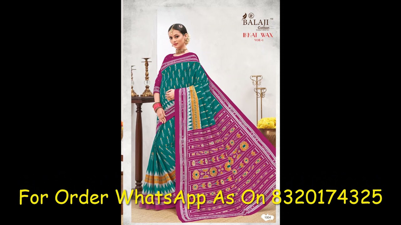 Balaji Cotton Ikkat Wax Cotton Saree Collection ||Latest Design Of Pure Cotton Saree Wholesale Price