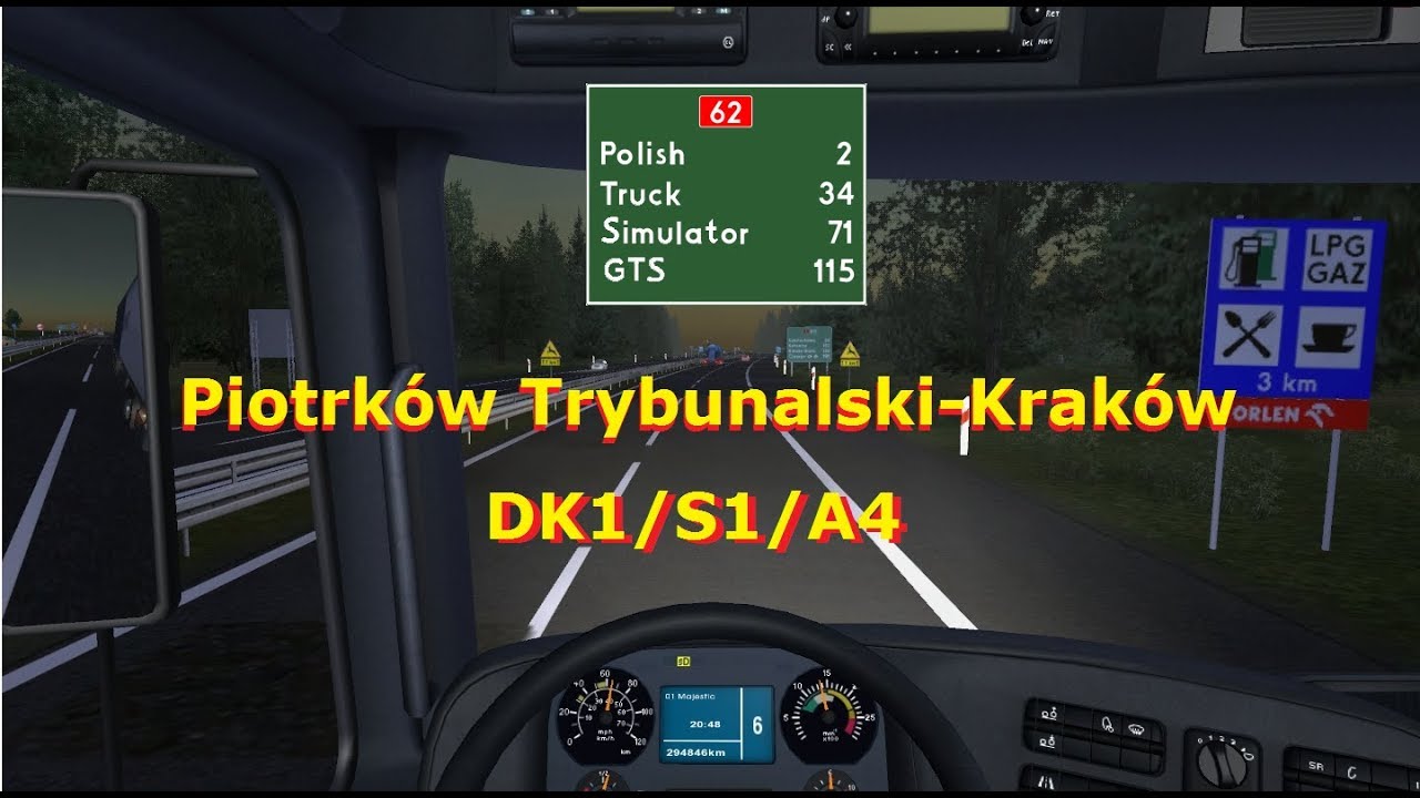 GTS Mapa Polski: Piotrków Trybunalski-Częstochowa-Kraków DK1/S1/A4