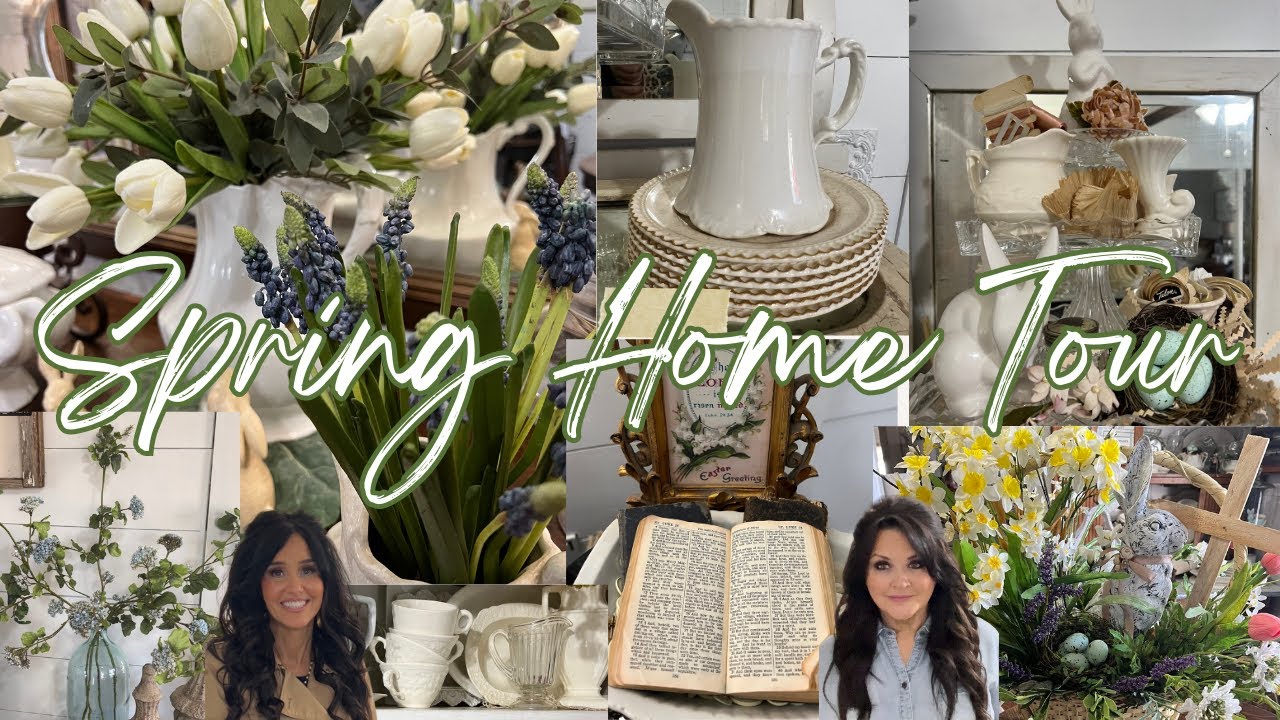 Spring🌷🌿✝️Easter  Home Tour 2023 🐥Vintage Inspired Cottage Decor 🐇MUST SEE!