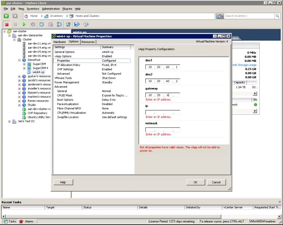 Self-configuration and the OVF environment
