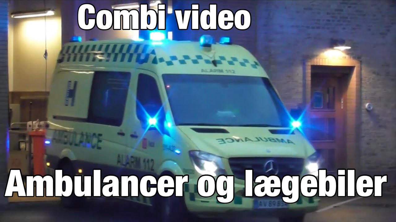 Combivideo ambulancer og lægebiler i udrykning. Combivideo ambulances and Mediccars respond.