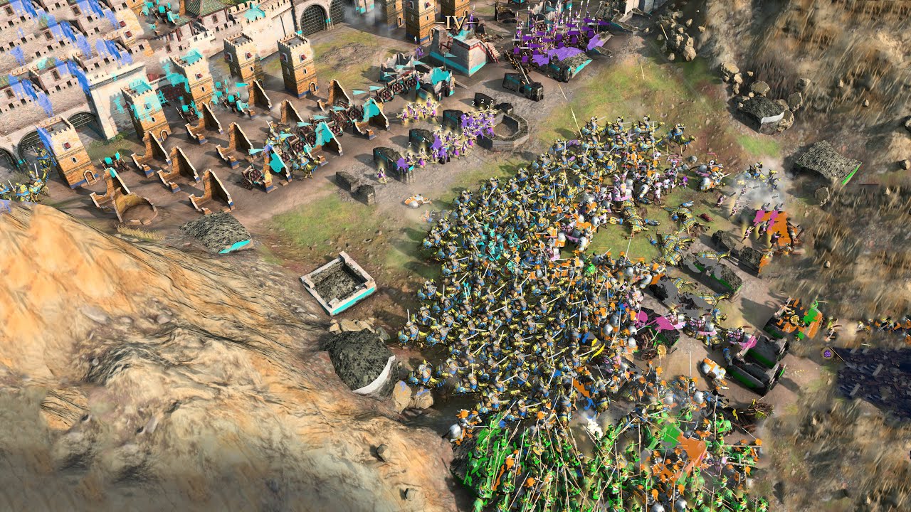 Age of Empires 4 - 4v4 HUGE SIEGE ARMY ATTACK | Multiplayer Gameplay