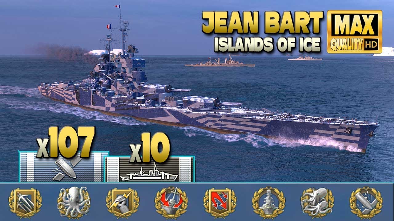 Линкор «Жан Барт» доминирует на карте «Ледяные острова» - World of Warships