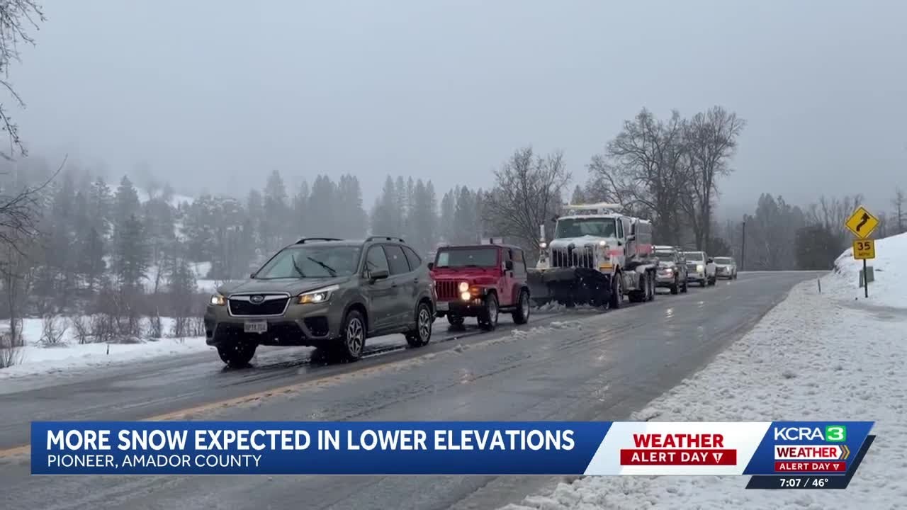 Heavy snow in Pioneer leads to chain requirements and closures on Highway 88