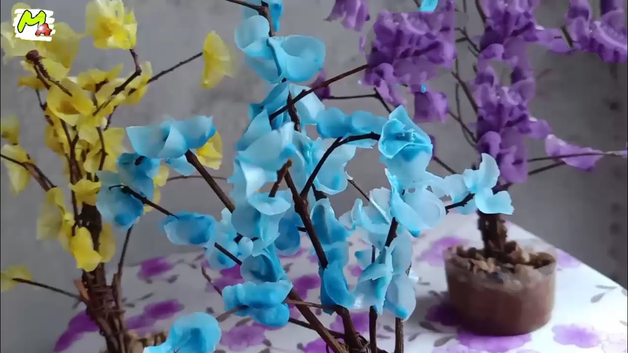 Candle flower ||DIY Cherry blossom bonsai tree|| wax flower|| how to make flower with wax||