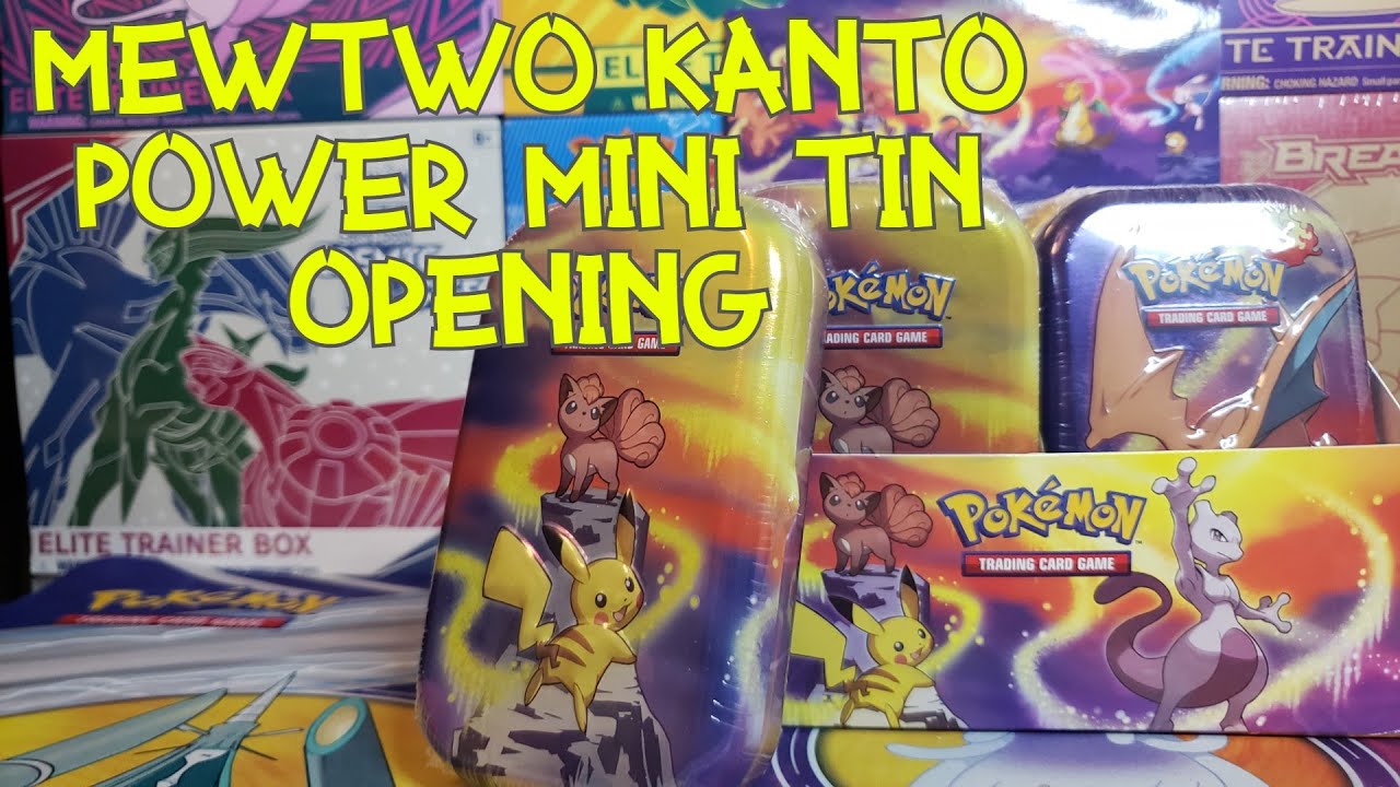 Pokémon Mewtwo Kanto Power Mini Tin Opening
