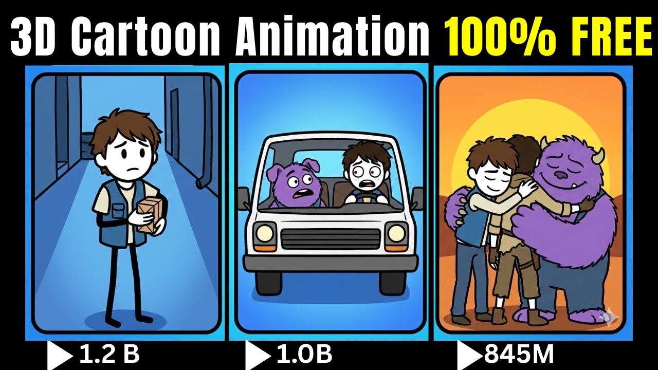 I Made a Full 3D Cartoon Animation Using FREE AI