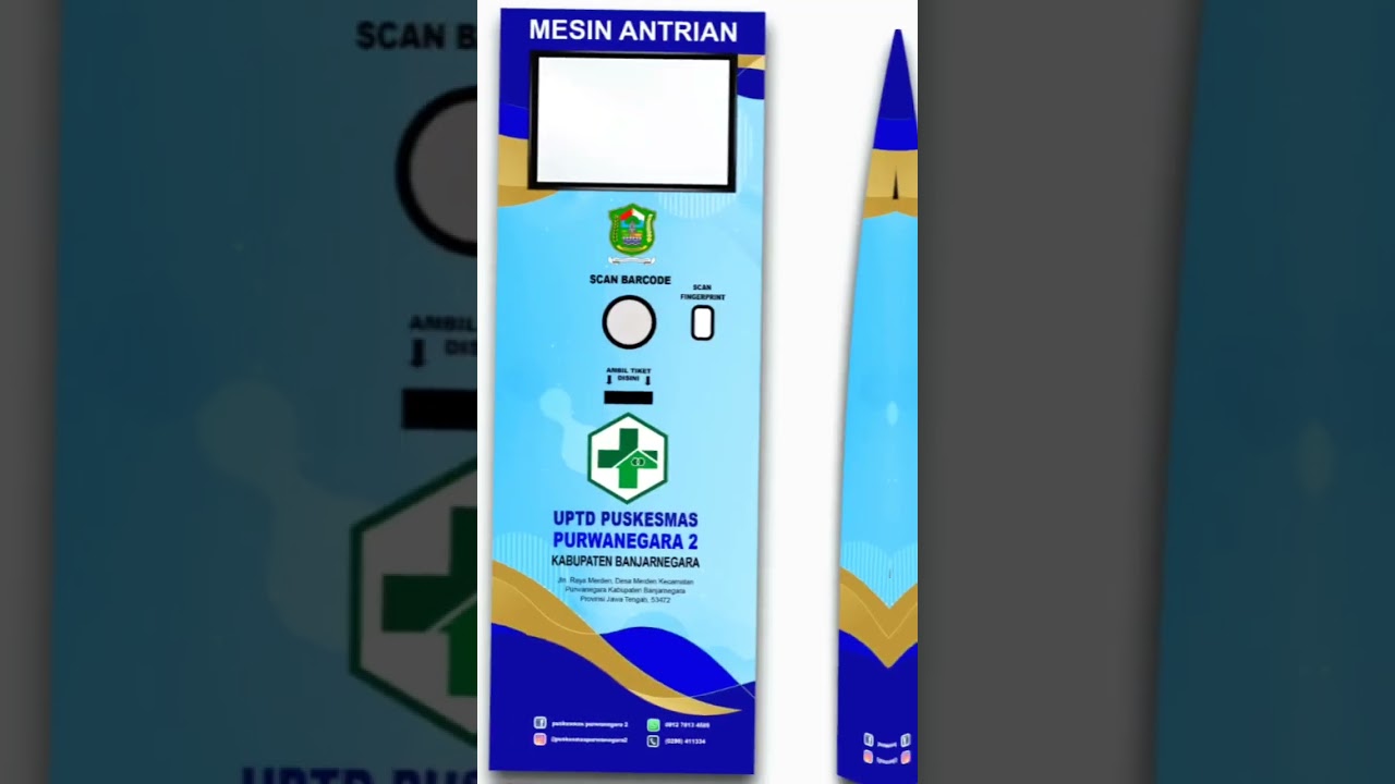 Contoh desain mockup stiker untuk mesin antrian IMVI — bisa custom sesuai branding instansi!