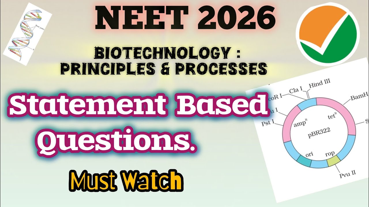 Statement Based Questions | Biotechnology Principles & Processes | NEET 2026 