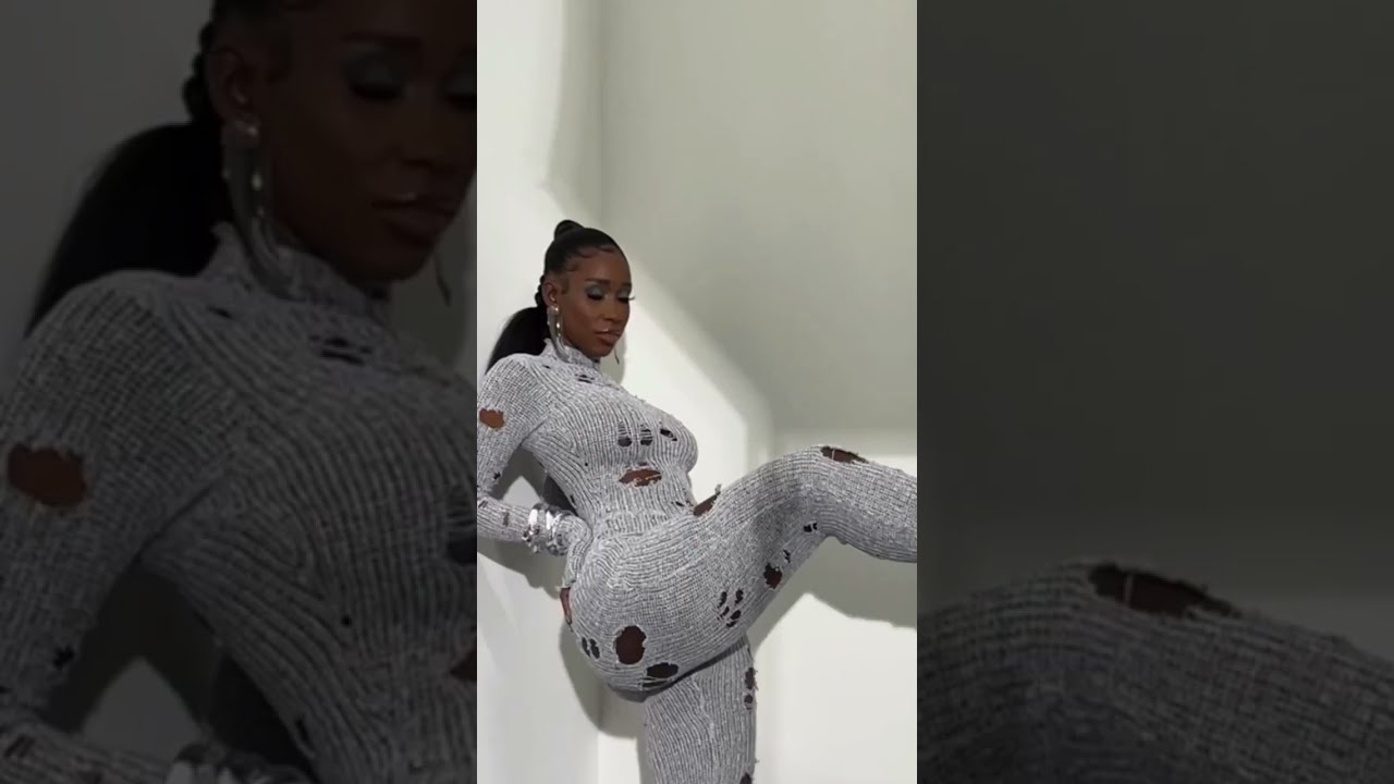 BRIA MYLES photoshoot 📸 modeling shredded catsuit 🐈‍⬛ fallopian heels & accessories by TLZ L'FEMME