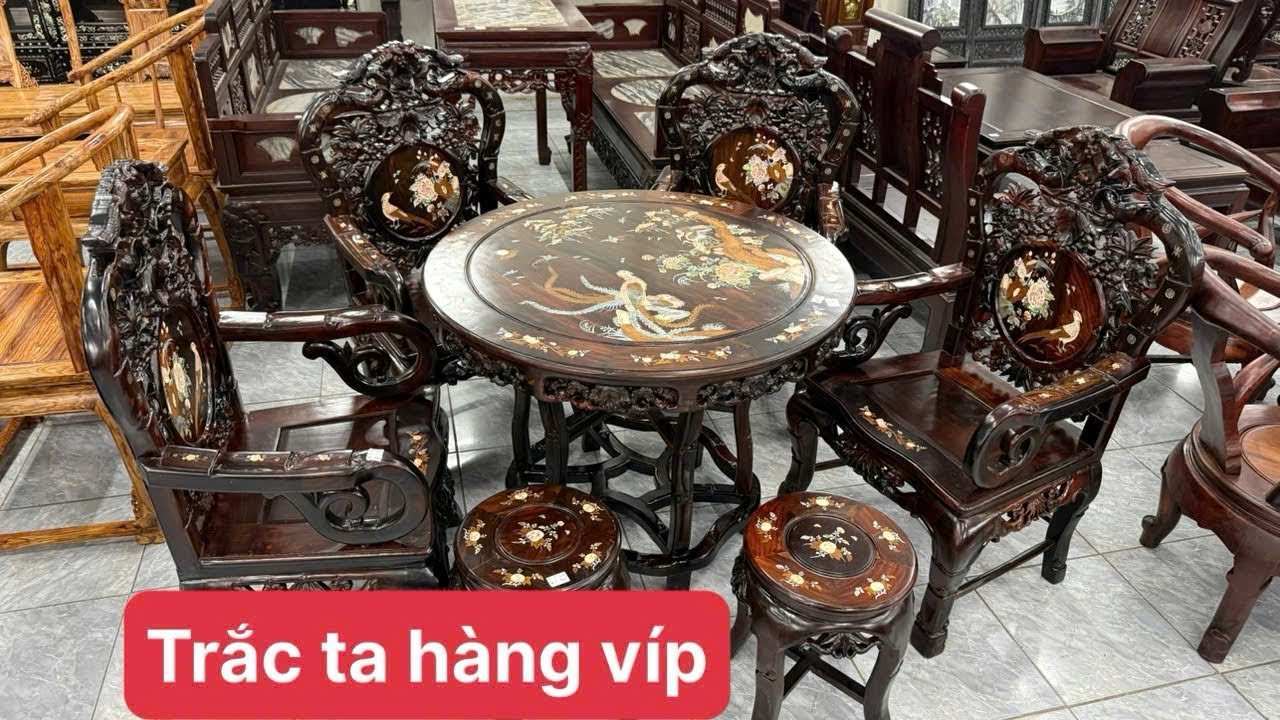 Báo giá đồ xưa cũ bộ bàn gỗ trắc khảm đẹp, bộ gỗ cẩm lai cao cấp, tủ, bàn ăn gỗ gõ, đồ xưa Mekong
