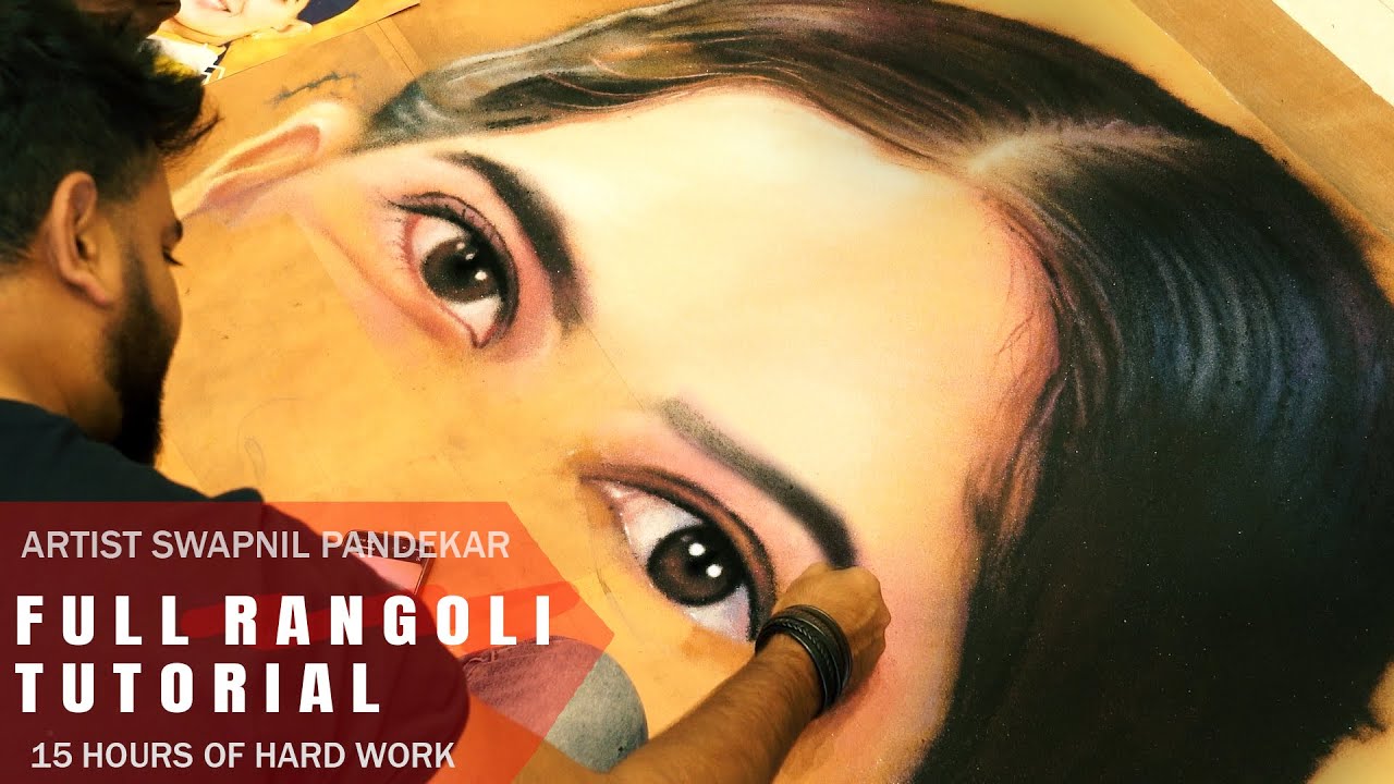 जया किशोरी रंगोली पोर्ट्रेट  how to draw eyes in rangoli medium / full tutorial of rangoli portrait