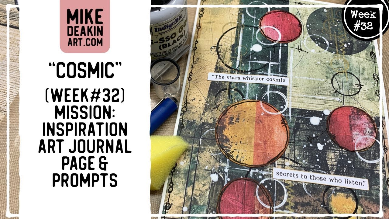 "Cosmic" - Layered Collage & Mark Making Art Journal Page.