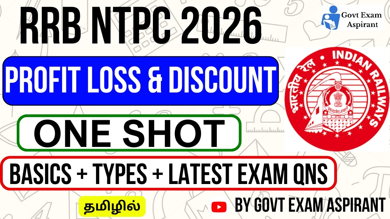 Profit Loss Discount One Shot For RRB NTPC 2026 Exams in Tamil | Railway Maths in Tamil | RRB Tamil