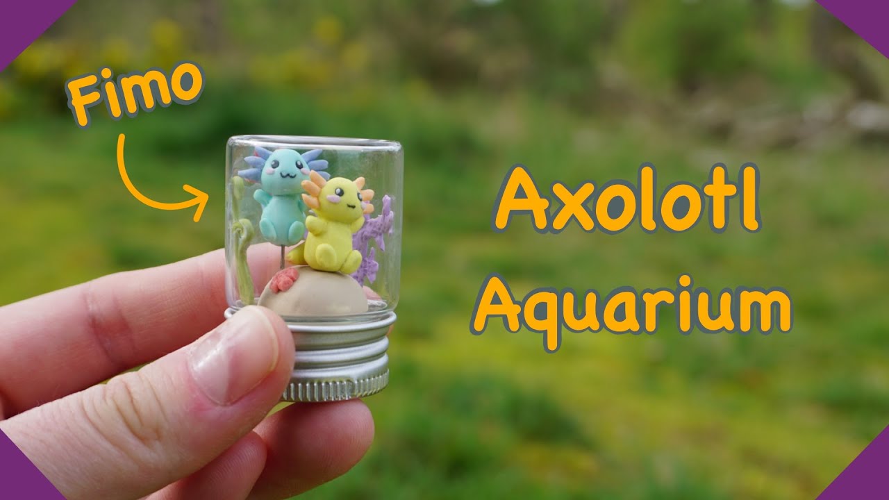 Mini Axolotl Aquarium aus Fimo
