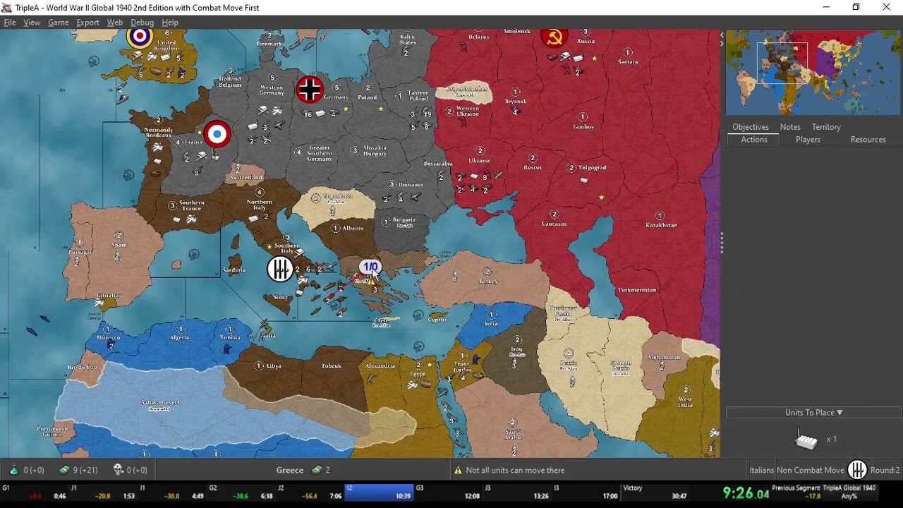 Axis and Allies Full-Game Speedrun (TripleA Global 1940 Any% Hard AI Axis Victory in 26:18) [Old]