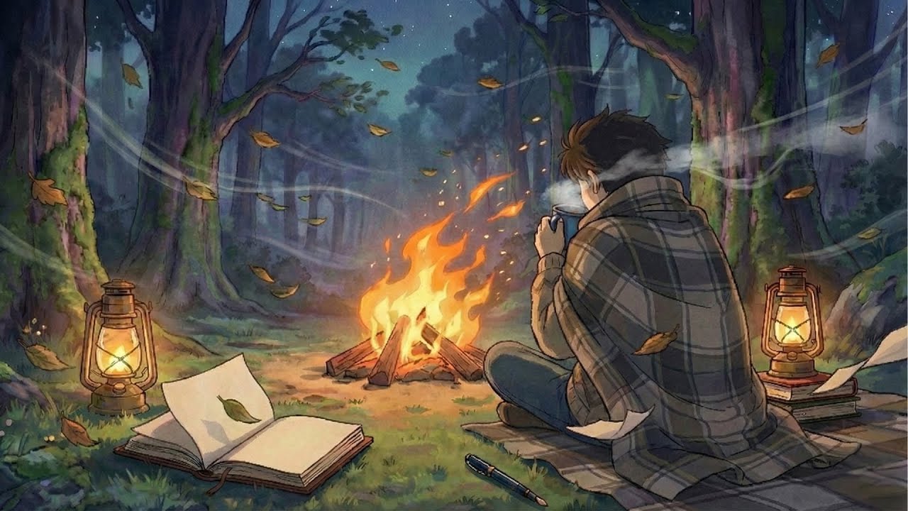 Late Night Forest Campfire 🦉 Relaxing Lofi Music for Studying & Sleeping