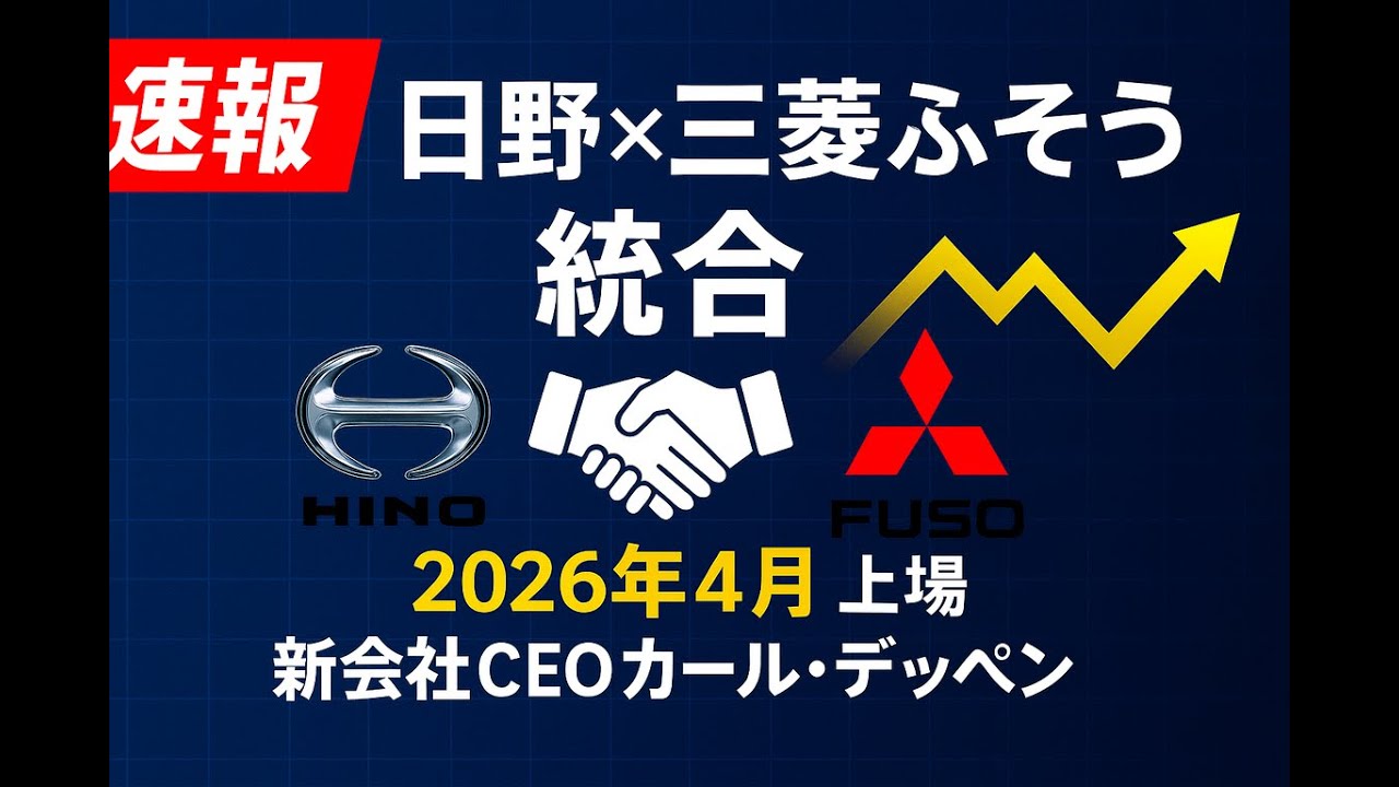 【速報】日野×三菱ふそう 統合決定！トヨタ＆ダイムラーが25％出資―4万人新会社、2026年4月上場の全貌を経済目線で解説