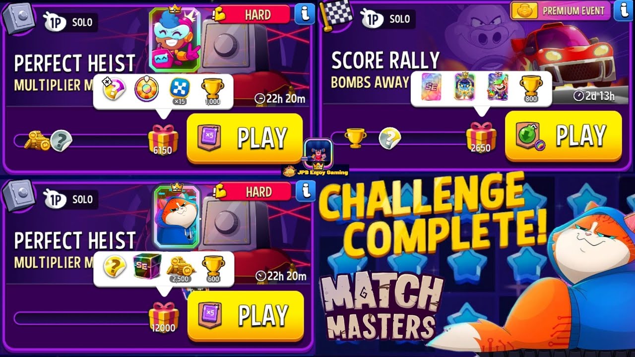 3 Solo/ Multiplier Madness Solo Challenge 6150 and 12000 Score/ Bombs Away+Rainbow 2650 Score