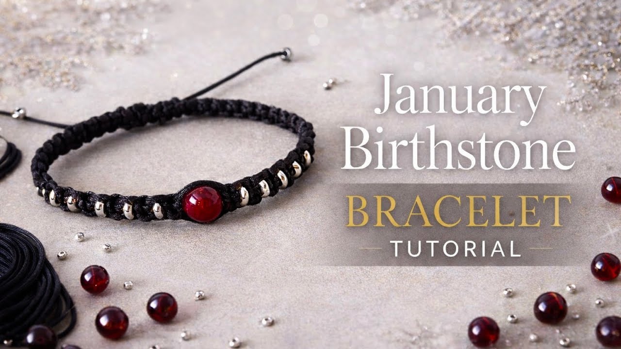 DIY January Birthstone Bracelet ✨ Garnet Macramé Tutorial for Beginners