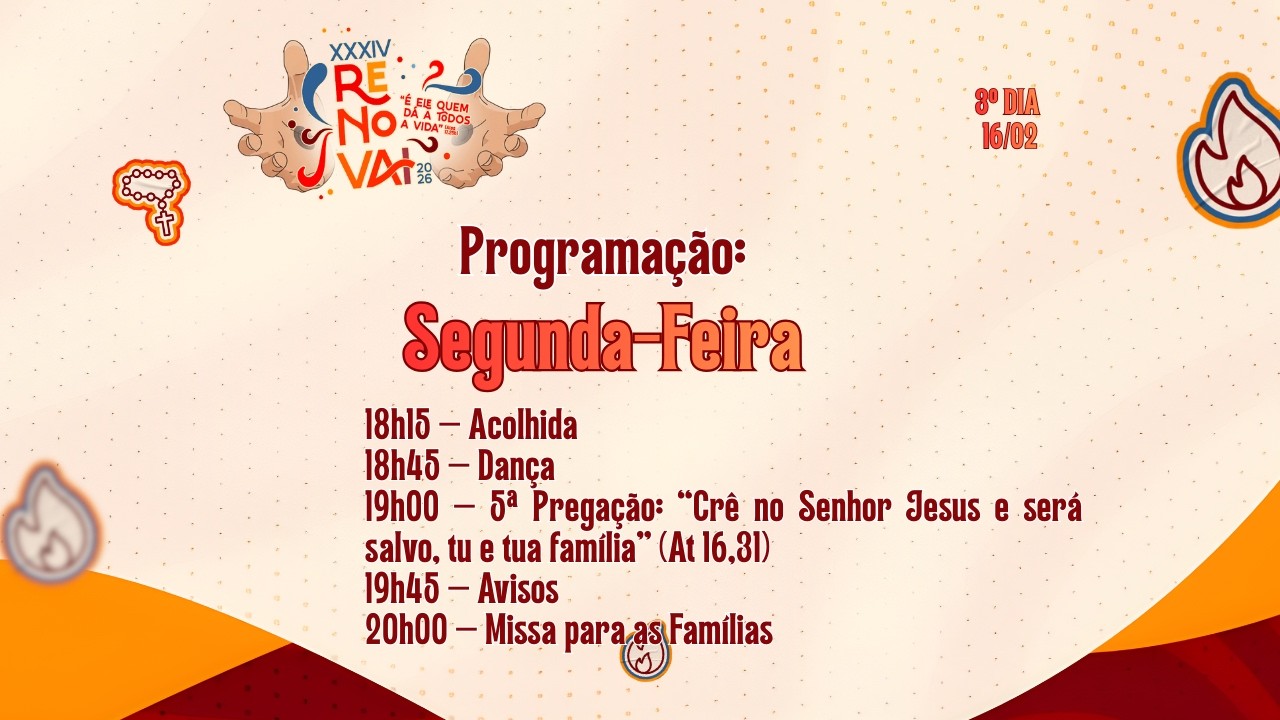 🔴 AO VIVO - XXXIV Renovai 2026 - 3º Dia: Crê no Senhor Jesus e será salvo  e Missa para as Famílias