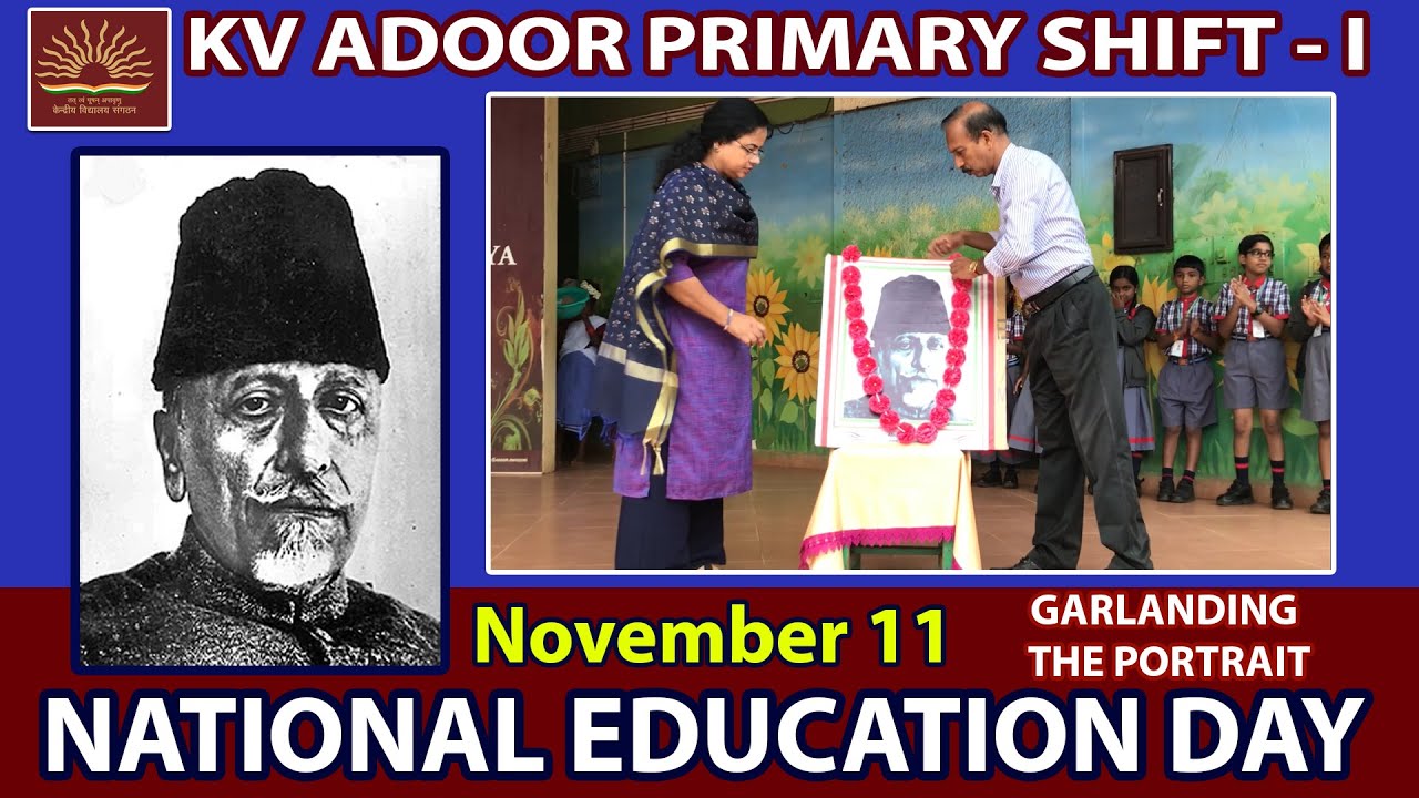Garlanding the portrait of Maulana Abul Kalam Azad - National Education Day - Shift - I KV Adoor