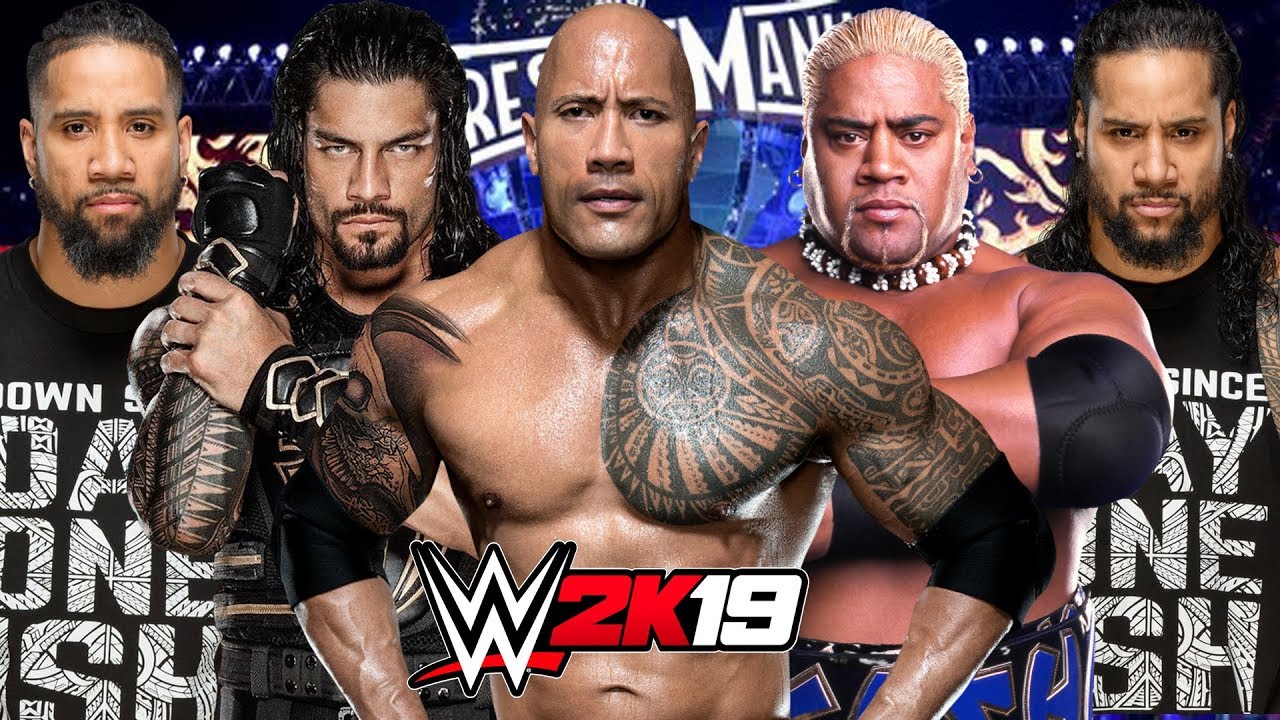 WWE 2K19 | THE ROCK vs ROMAN REIGNS vs RIKISHI vs JIMMY USO vs JEY USO