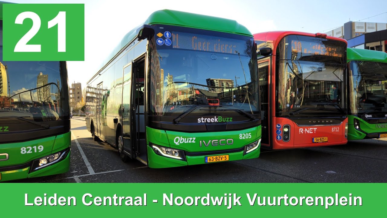 Qbuzz lijn 21: Leiden Centraal - Noordwijk Vuurtorenplein | Qbuzz ZHN | Streekbuzz | 2025