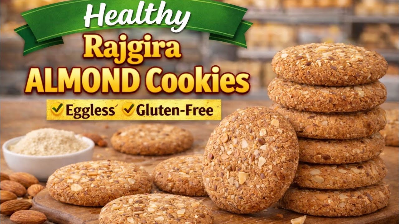 Bakery Style Rajgira Almond Cookies | Eggless Gluten-Free & Refined Sugar Free 🍪