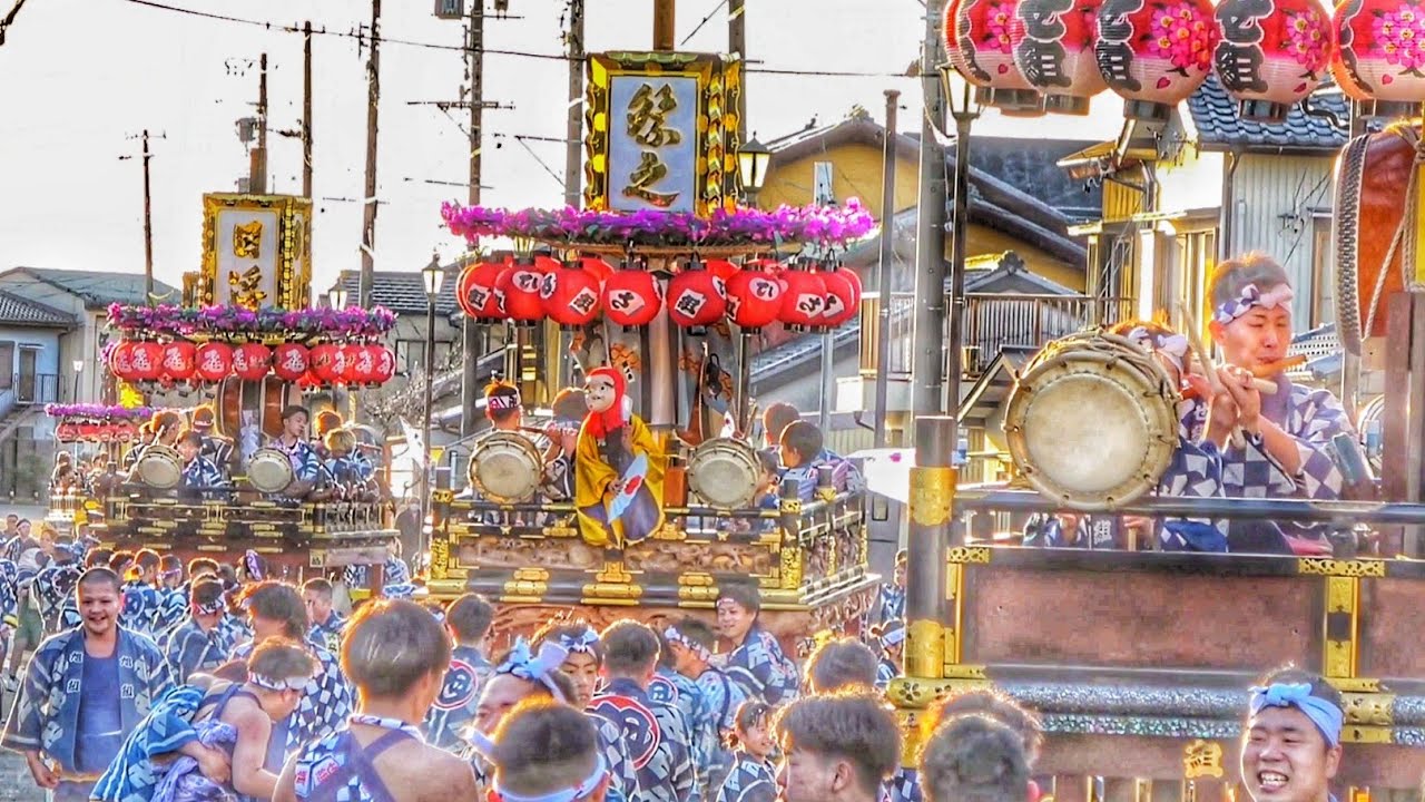 遠州横須賀 三熊野神社大祭2025 袮里(山車) 揃 夕方近く 2025.4.04 静岡県 掛川市