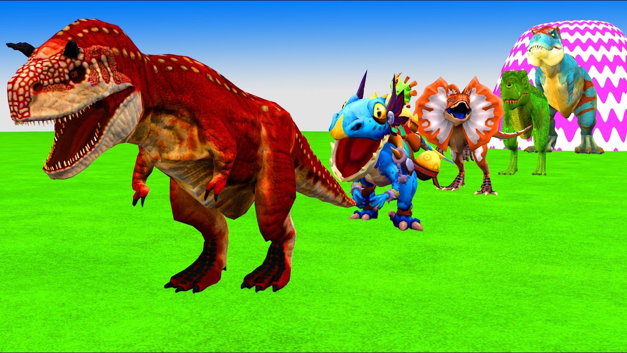 Paint Animals Dinosaur T Rex Herbivores and Carnivores Dinosaurs Fountain Crossing Animal Cartoon