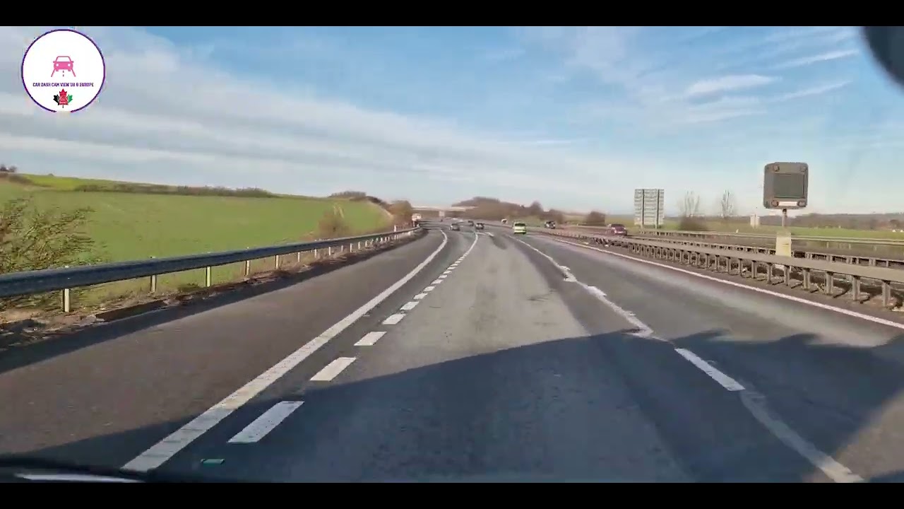 Car Dash Cam, London Stansted Airport UK 🇬🇧 to Cambridge.
