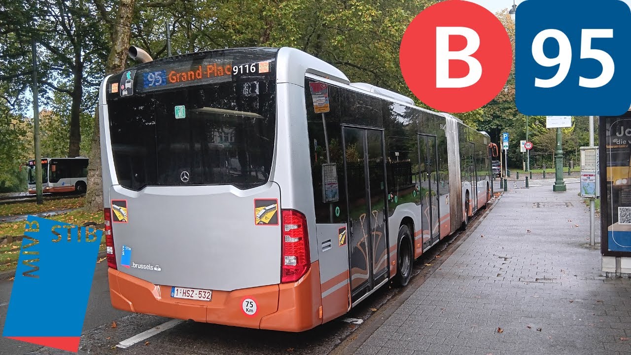 (Bus Stib) Voyage complet ligne 95 Grand-Place à Wiener Citaro G C2 €6 n°9116.