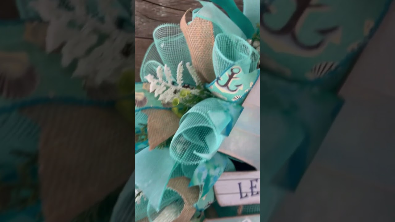 How To Make a Nautical Wreath/ Deco Mesh Wreath/ Mother&rsquo;s Day DIY/ Summer Wreath DIY/ DIY Wreath