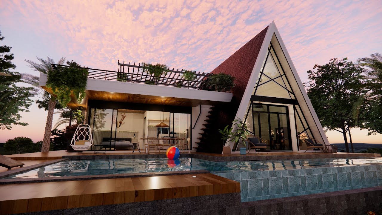 A-FRAME CABIN with INFINITY POOL
